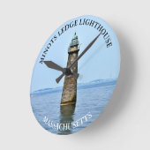 Ronde Minots Ledge Lighthouse Massachusetts Horloge mura (Angle)
