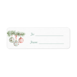 Ronde Mint Rode Witte Ornamenten Kerst Etiket