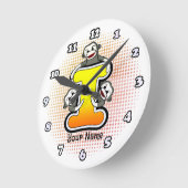 Ronde Monogram I Sock Monkey horloge (Angle)