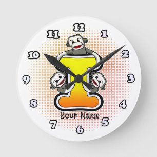 Ronde Monogram I Sock Monkey horloge