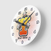 Ronde Monogram Y Sock Monkey Horloge (Angle)