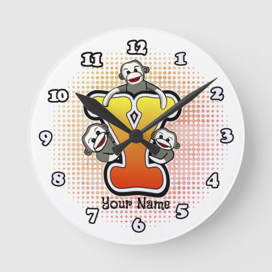 Ronde Monogram Y Sock Monkey Horloge (Recto)