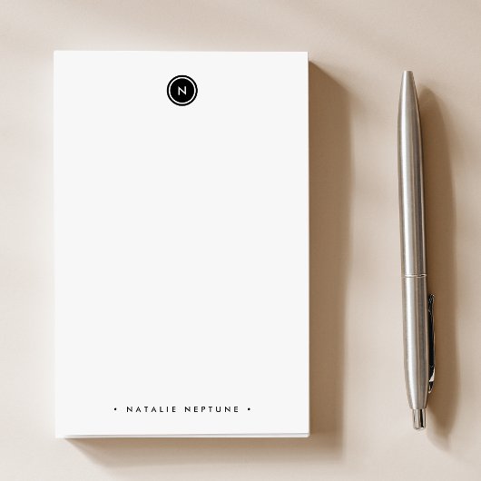 Ronde monogram zwart-witminimalistisch modern post-it® notes