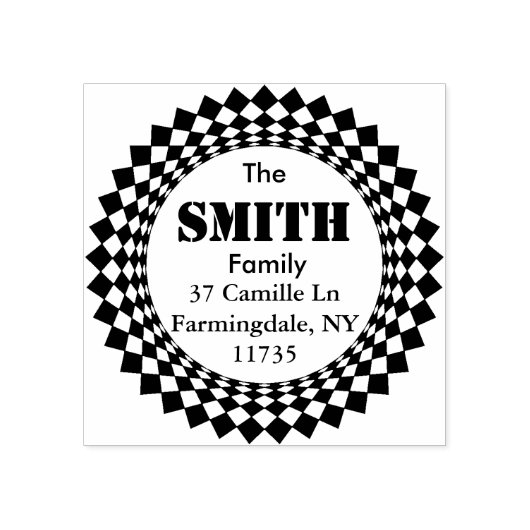 RONDE NAAM EN ADRESSTEMPEL 	RUBBERSTEMPEL (Afrduk)