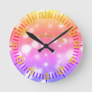 Ronde NEON Mur Horloge PURPLE PURPLE Personnalisé
