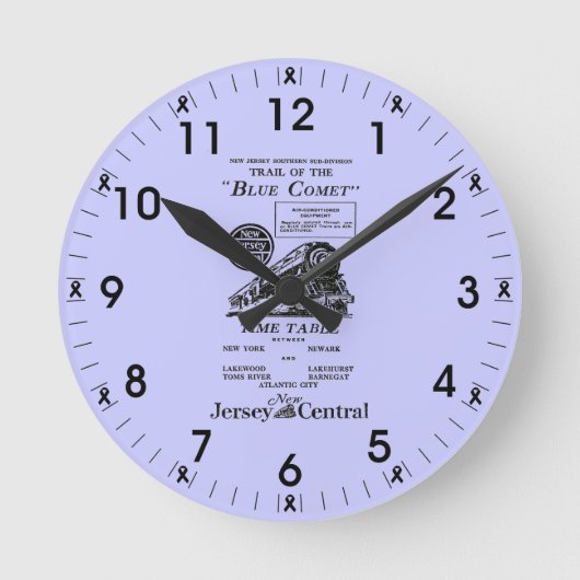 Ronde New Jersey Central Blue Comet Train Wall Horloge (Recto)