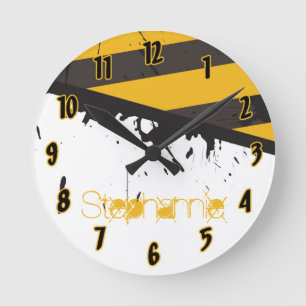 Ronde Nom personnalisé Horloge Bio Risque Bande de prude