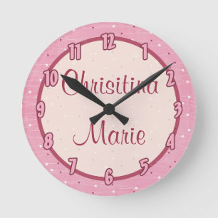 Ronde Nom personnalisé Horloge Coeur et amour