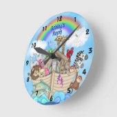 Ronde Nom personnalisé Noah's Ark Wall Horloge (Angle)