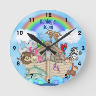 Ronde Nom personnalisé Noah's Ark Wall Horloge