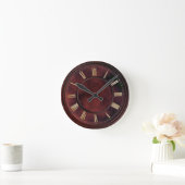 Ronde Nombres Romains Grande horloge de dalle rouge (Maison)