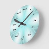 Ronde Notes musicales Horloge sur bleu clair (Angle)