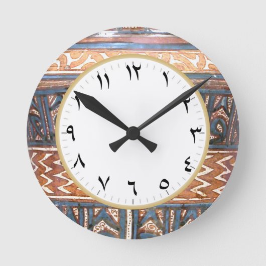 Ronde Numéro arabe horloge en bleu et or (Recto)