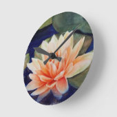 RONDE ORANGE WATER LILY WALL HORLOGE (Angle)