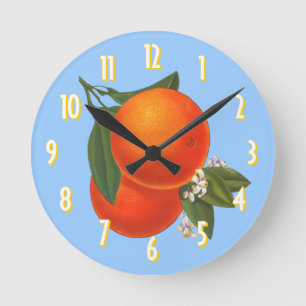 Ronde Oranges en bleu Vintage horloge