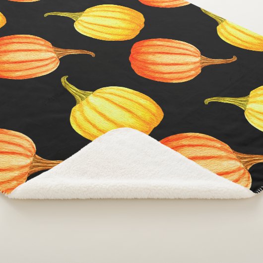 Ronde Oranje en gele pompoen. Naadloze waterstof Sherpa Deken (3/4)