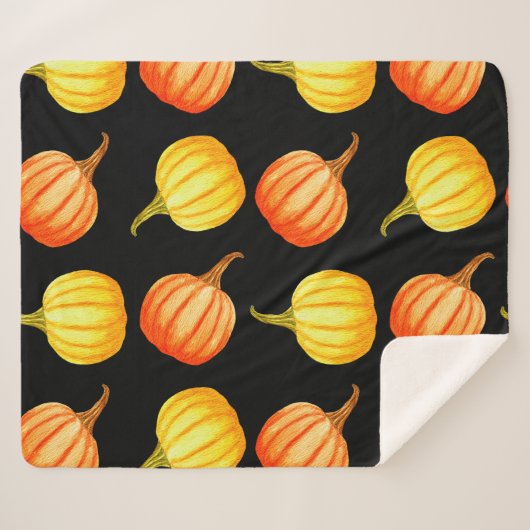 Ronde Oranje en gele pompoen. Naadloze waterstof Sherpa Deken (Voorkant (horizontaal))
