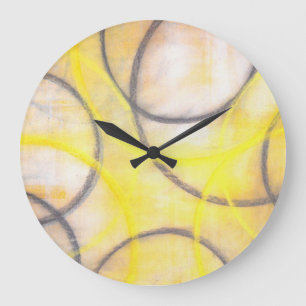 'Ronde over' Grijze Abstracte kunstklok Grote Klok