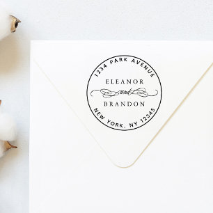 Ronde Paar Namen Bruiloft Retouradres Rubberstempel