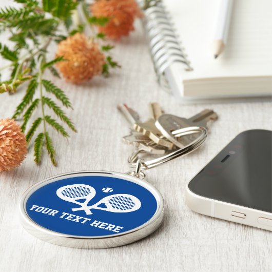 Ronde padel racket logo aangepaste sleutelhanger c (Zijkant)