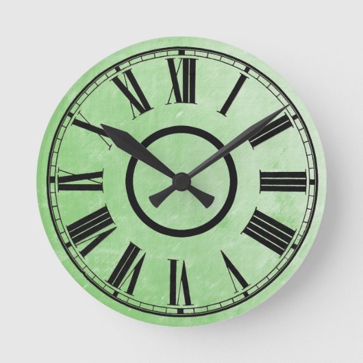 Ronde Pale Green Horloge Patiné effet Roman Numéros (Recto)