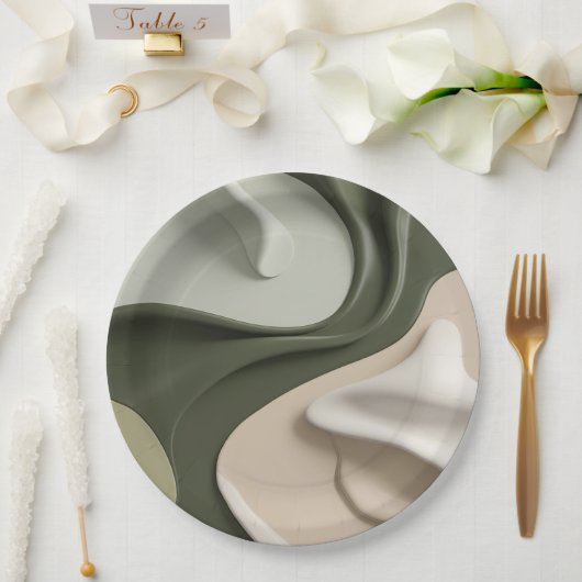 Ronde papieren bord in stijlvolle abstracte afbeel (Huwelijk)