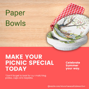 Ronde papieren kommen met picnic design