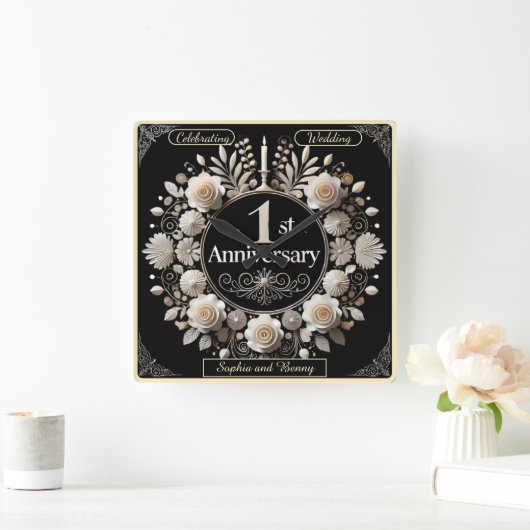 Ronde papieren krans van romantiek vierkante klok (Huis)