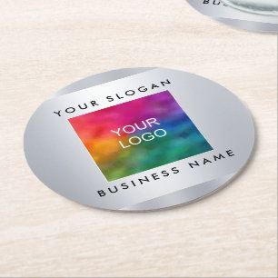 Ronde papieren Onderzetter Voeg Logo Faux Silver S