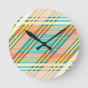 Ronde Pastels Turquoises rose doux Horloge géométrique A