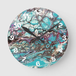 Ronde Peinture abstraite artisanale - Kook Art - Horloge