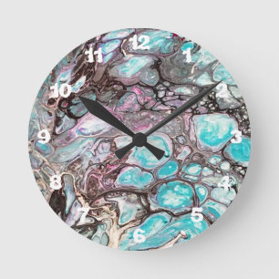 Ronde Peinture abstraite faite main - Kook Art - Horloge