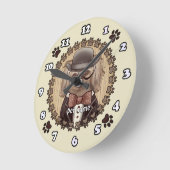 Ronde Pekingese avec lunettes Horloge (Angle)