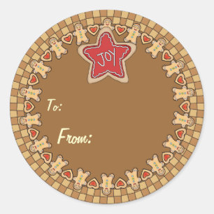 Ronde peperkoek Joy Gift Sticker