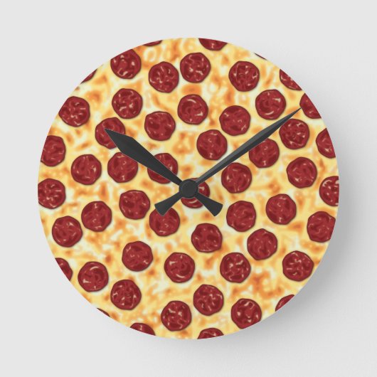 Ronde Peperoni Pizza pour les amateurs de pizza Horloge  (Recto)