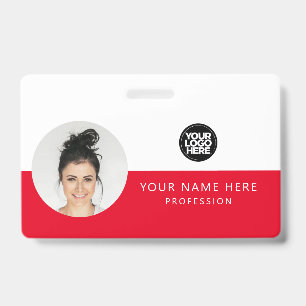 Ronde personeelsfoto, QR-code, logo, naam Badge