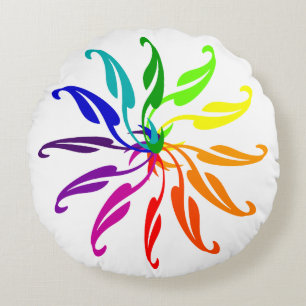 Ronde piloot - Regenboogkleurige bladeren Rond Kussen