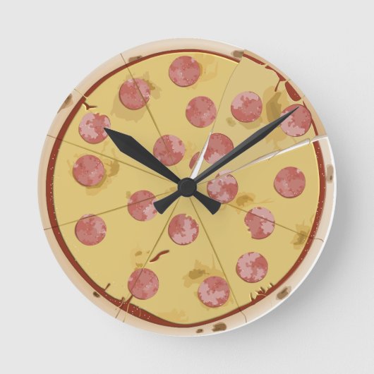Ronde PIZZA drôle MUR HORLOGE (Recto)