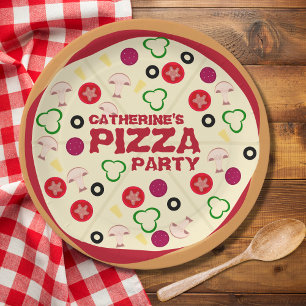 Ronde Pizza-partij Kinderen van afgelopen dag Papieren Bordje