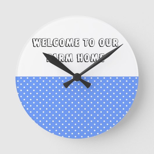 Ronde Polka Dot Bleu et blanc ferme Horloge (Recto)