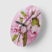 RONDE POMME ROSE BLOSSOMS MUR HORLOGE (Angle)