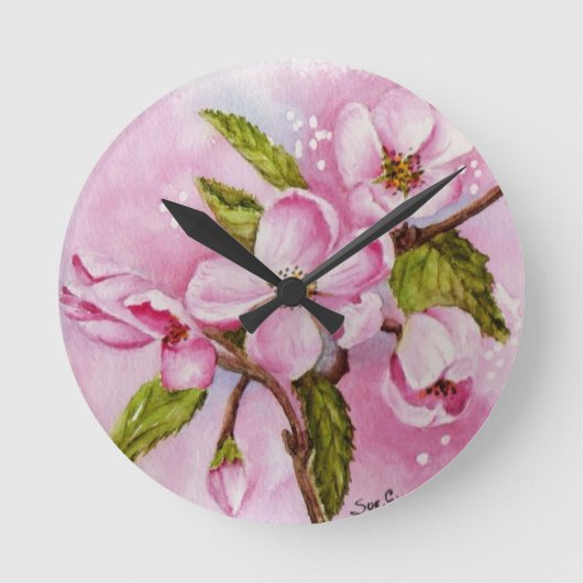RONDE POMME ROSE BLOSSOMS MUR HORLOGE (Recto)