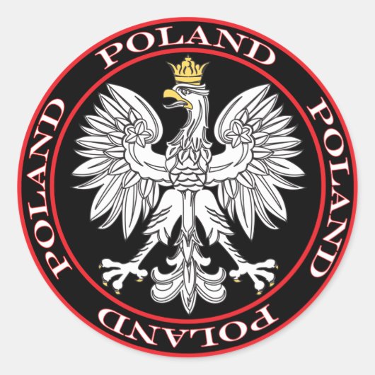 Ronde Poolse adelaar Ronde Sticker (Voorkant)