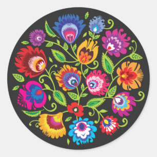 Ronde Poolse folklore-samenstelling ticker Sticker