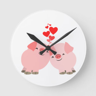 Ronde Portes de caricature mignonnes en Love Mur Horloge