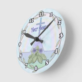 Ronde Primroses Croix chrétienne horloge (Angle)