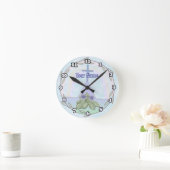 Ronde Primroses Croix chrétienne horloge (Maison)