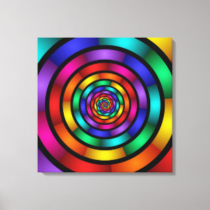 Ronde Psychedelic Colorful Modern Art Triptych Canvas Afdruk