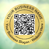 Ronde QR-code cirkel bedrijfsnaam gouden achtergro Raamsticker (Vel 3)