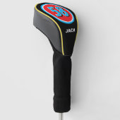 Ronde race auto nummer logo gepersonaliseerd golfheadcover (Schuin)